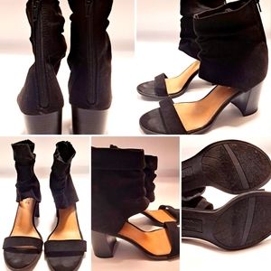 Women's BRASH "Willy" Open Toe Block Heel Bootie. Size 9. Faux Suede Comfort.